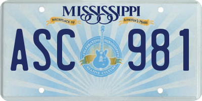 MS license plate ASC981
