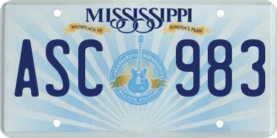 MS license plate ASC983
