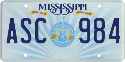 MS license plate ASC984