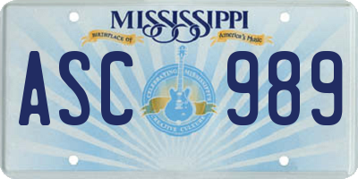 MS license plate ASC989