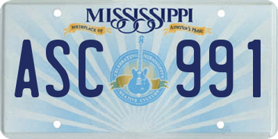 MS license plate ASC991