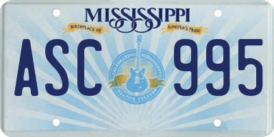 MS license plate ASC995