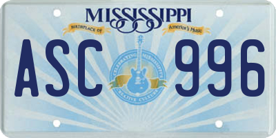 MS license plate ASC996