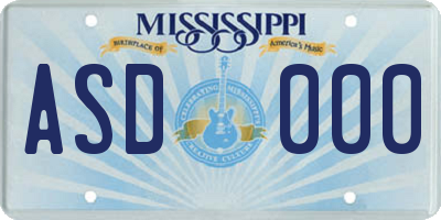 MS license plate ASD000