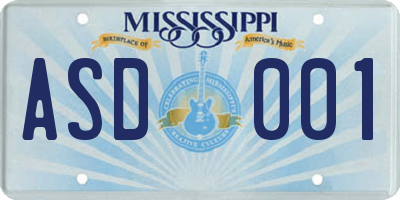 MS license plate ASD001