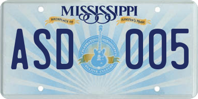MS license plate ASD005