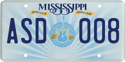 MS license plate ASD008
