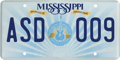 MS license plate ASD009