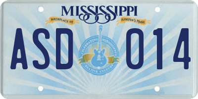 MS license plate ASD014