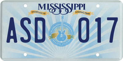 MS license plate ASD017