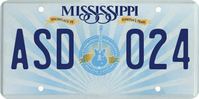 MS license plate ASD024