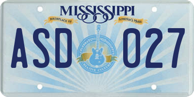 MS license plate ASD027