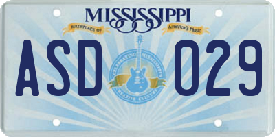 MS license plate ASD029
