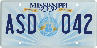 MS license plate ASD042