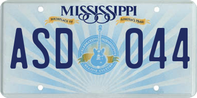 MS license plate ASD044