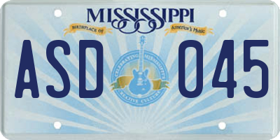MS license plate ASD045