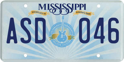MS license plate ASD046