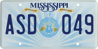 MS license plate ASD049