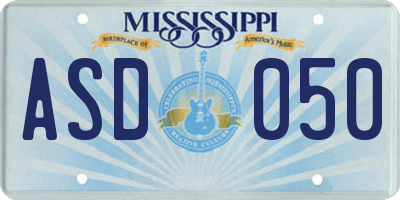 MS license plate ASD050