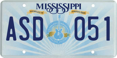 MS license plate ASD051