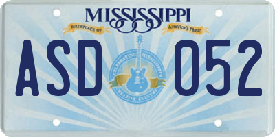 MS license plate ASD052