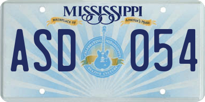 MS license plate ASD054