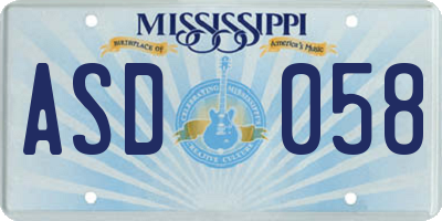 MS license plate ASD058