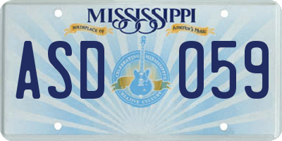 MS license plate ASD059