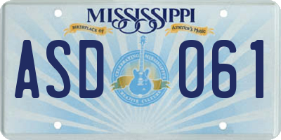 MS license plate ASD061