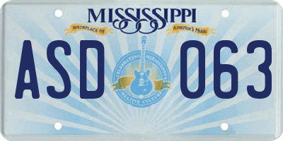 MS license plate ASD063