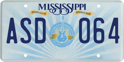 MS license plate ASD064