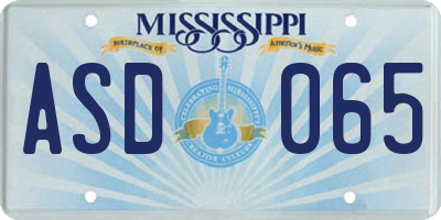 MS license plate ASD065