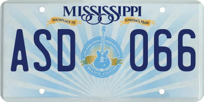MS license plate ASD066