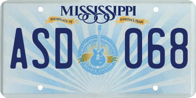 MS license plate ASD068