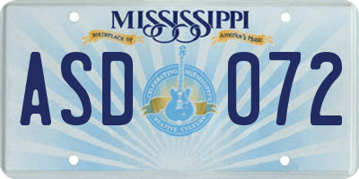 MS license plate ASD072