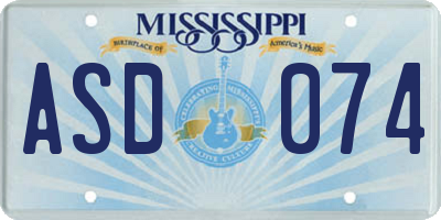 MS license plate ASD074