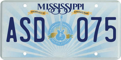 MS license plate ASD075