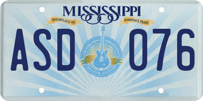 MS license plate ASD076