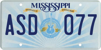 MS license plate ASD077