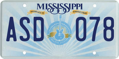 MS license plate ASD078