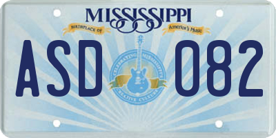 MS license plate ASD082