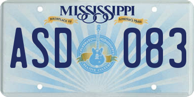 MS license plate ASD083