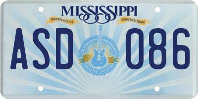 MS license plate ASD086