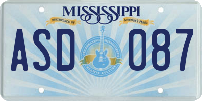 MS license plate ASD087