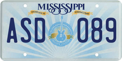 MS license plate ASD089
