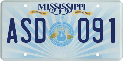 MS license plate ASD091