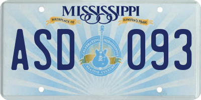 MS license plate ASD093