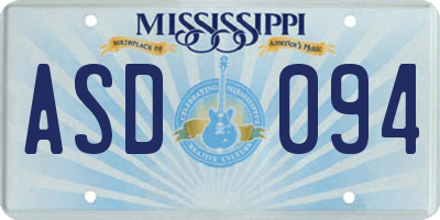 MS license plate ASD094