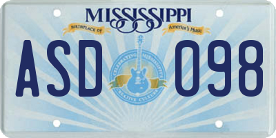 MS license plate ASD098