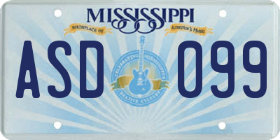 MS license plate ASD099